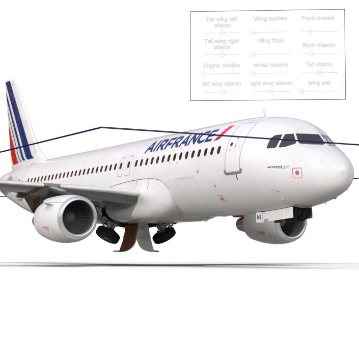 Airbus A320 Air France Rigged 3D model