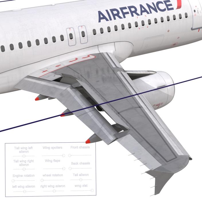 Airbus A320 Air France Rigged 3D model