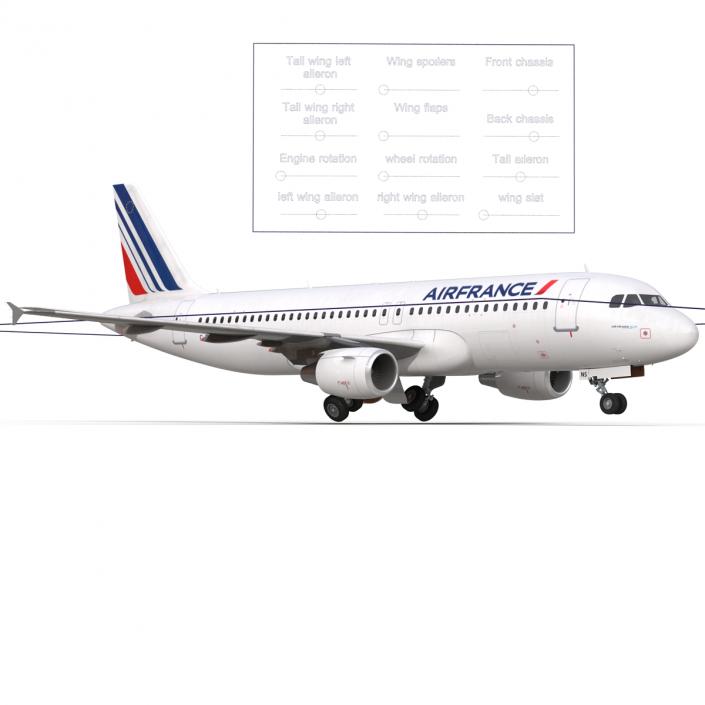 Airbus A320 Air France Rigged 3D model