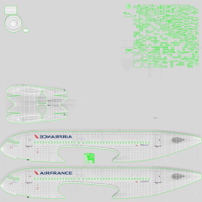 Airbus A320 Air France Rigged 3D model