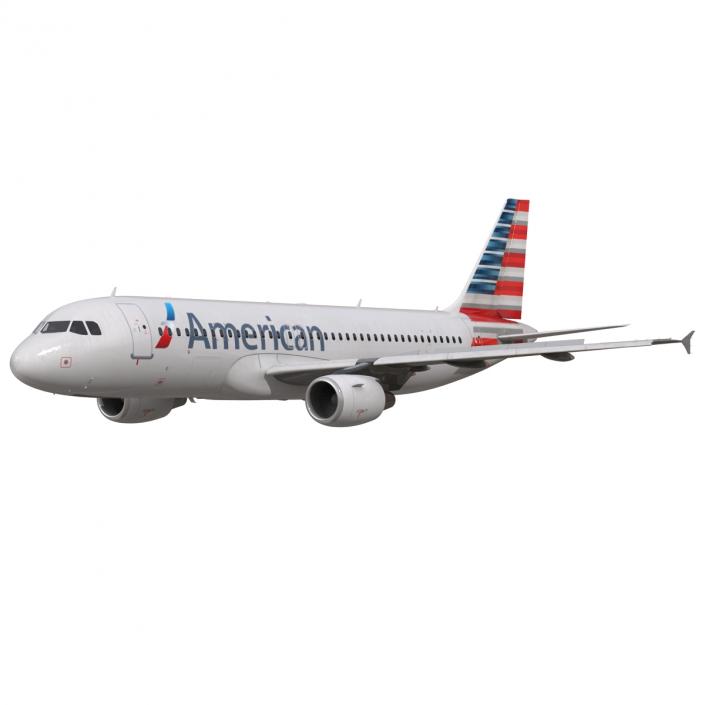 3D Airbus A320 American Airlines Rigged