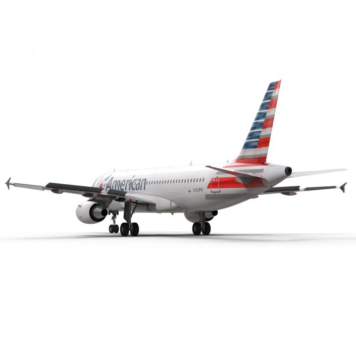 3D Airbus A320 American Airlines Rigged