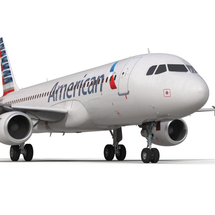 3D Airbus A320 American Airlines Rigged