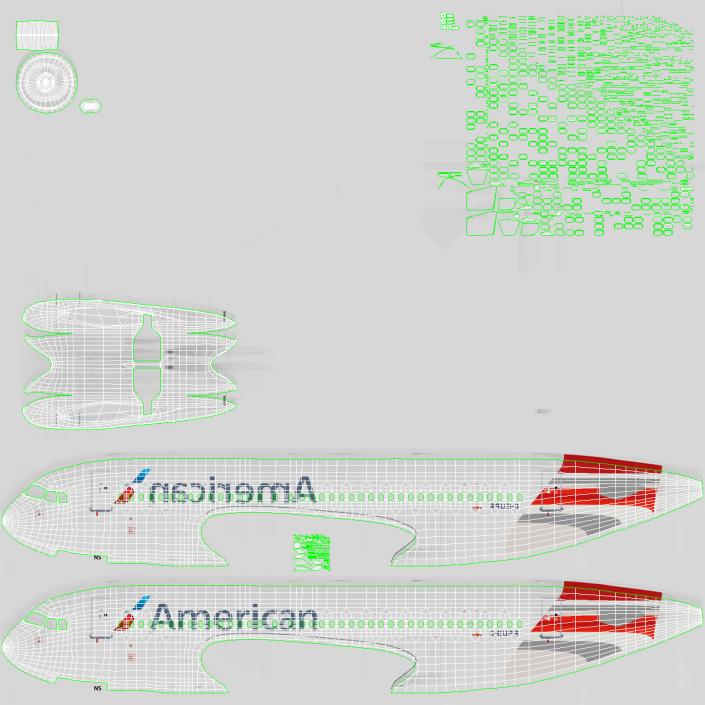 3D Airbus A320 American Airlines Rigged