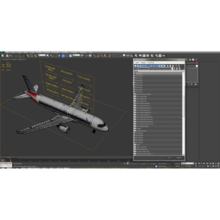 3D Airbus A320 American Airlines Rigged