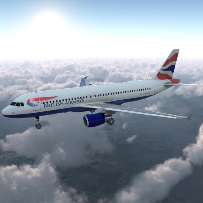 Airbus A320 British Airways Rigged 3D model