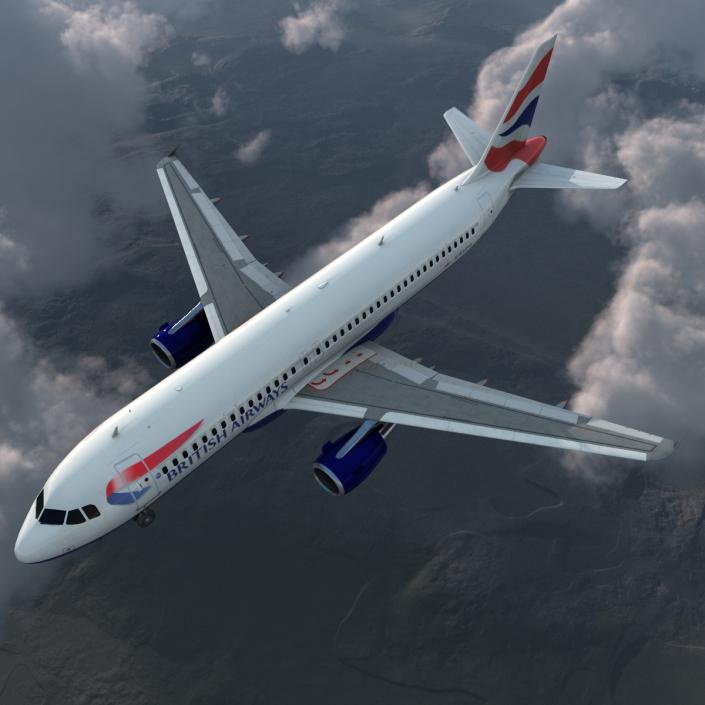 Airbus A320 British Airways Rigged 3D model