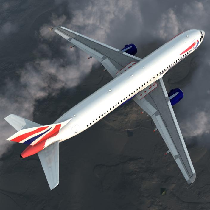 Airbus A320 British Airways Rigged 3D model