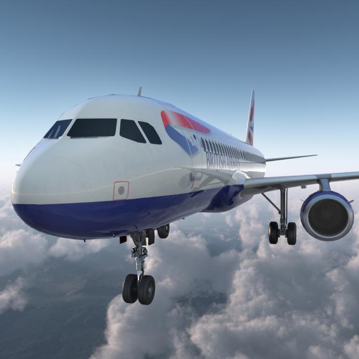 Airbus A320 British Airways Rigged 3D model