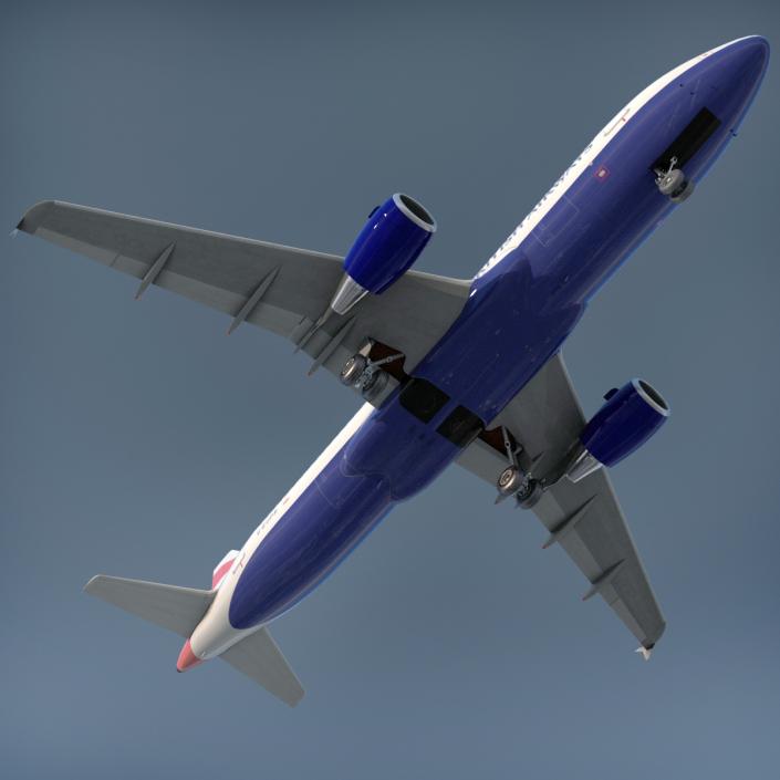 Airbus A320 British Airways Rigged 3D model