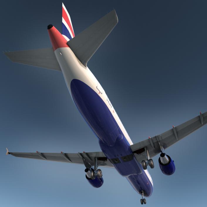 Airbus A320 British Airways Rigged 3D model