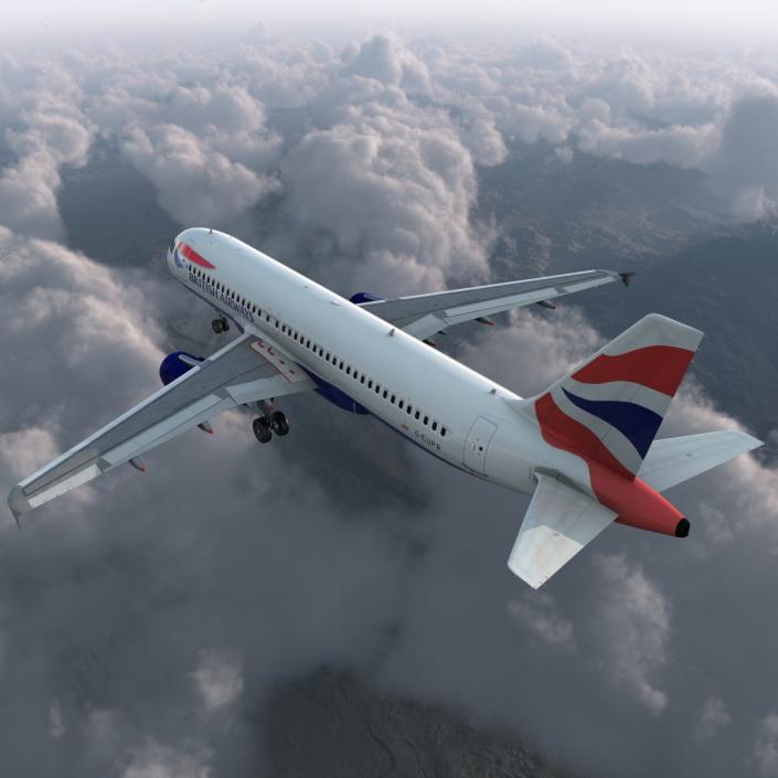 Airbus A320 British Airways Rigged 3D model