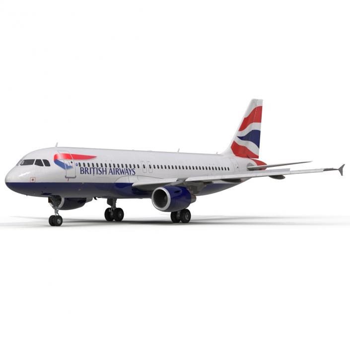 Airbus A320 British Airways Rigged 3D model