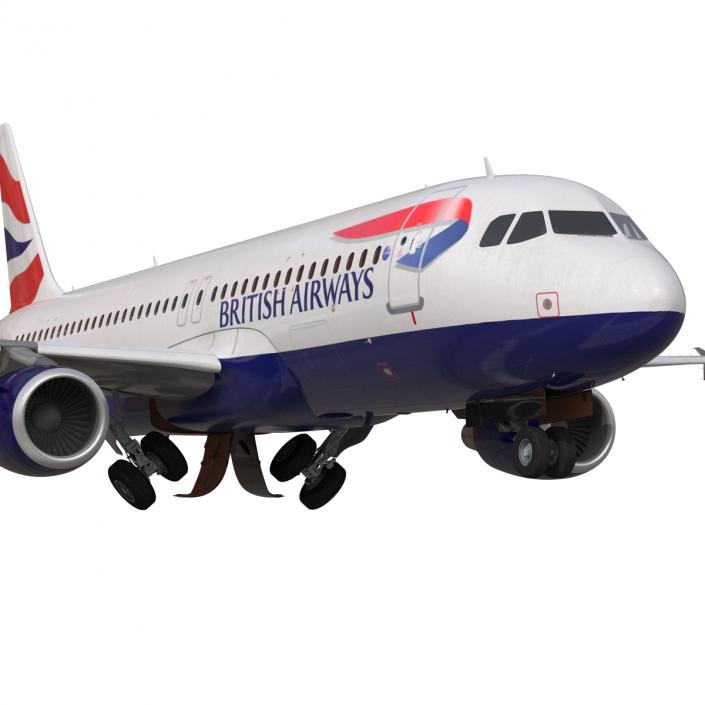 Airbus A320 British Airways Rigged 3D model