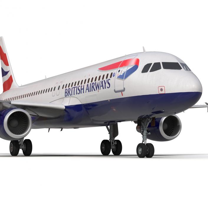 Airbus A320 British Airways Rigged 3D model