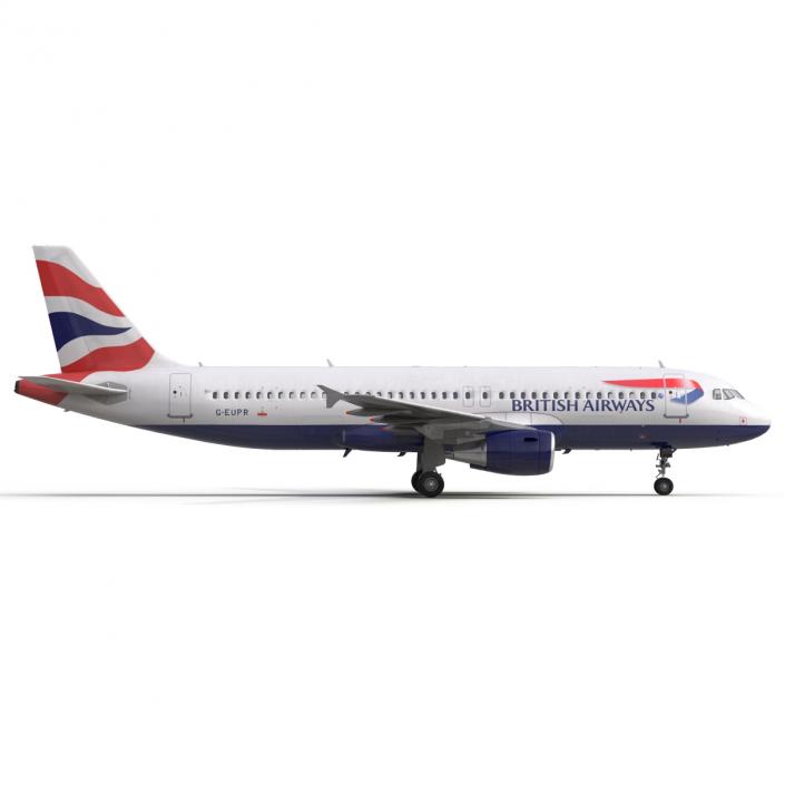 Airbus A320 British Airways Rigged 3D model