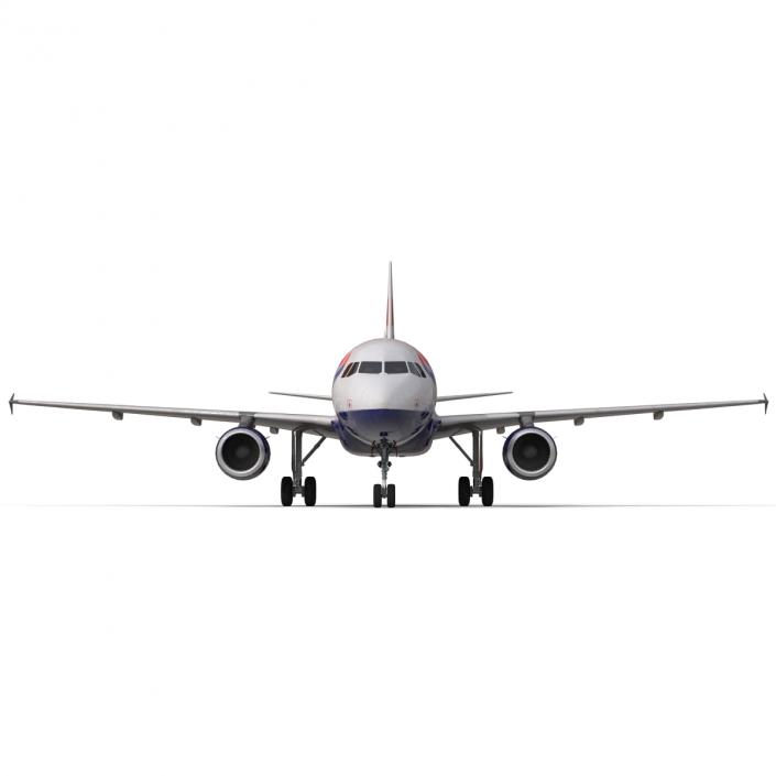 Airbus A320 British Airways Rigged 3D model