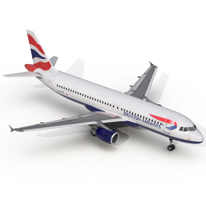 Airbus A320 British Airways Rigged 3D model