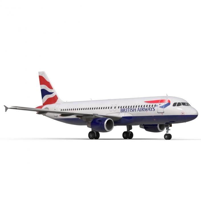 Airbus A320 British Airways Rigged 3D model