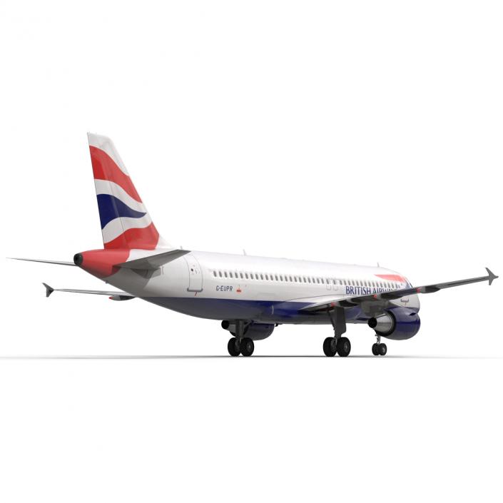 Airbus A320 British Airways Rigged 3D model