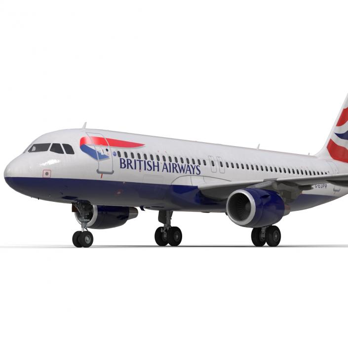 Airbus A320 British Airways Rigged 3D model