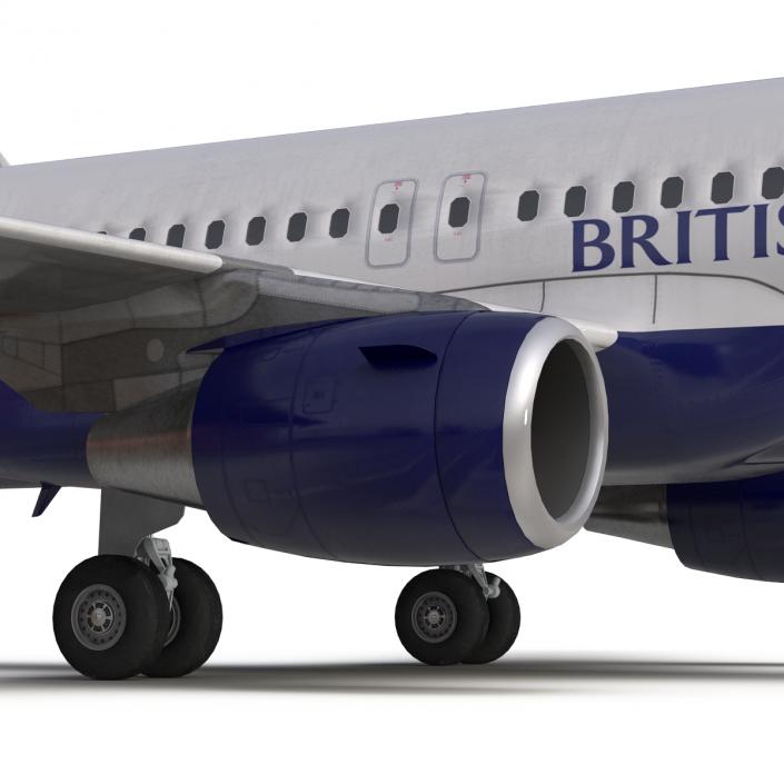 Airbus A320 British Airways Rigged 3D model