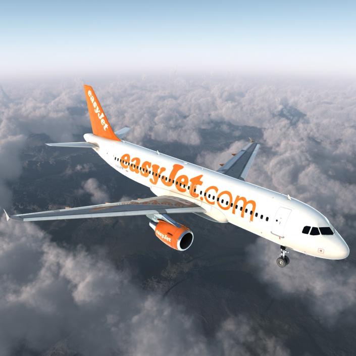 3D Airbus A320 EasyJet Rigged