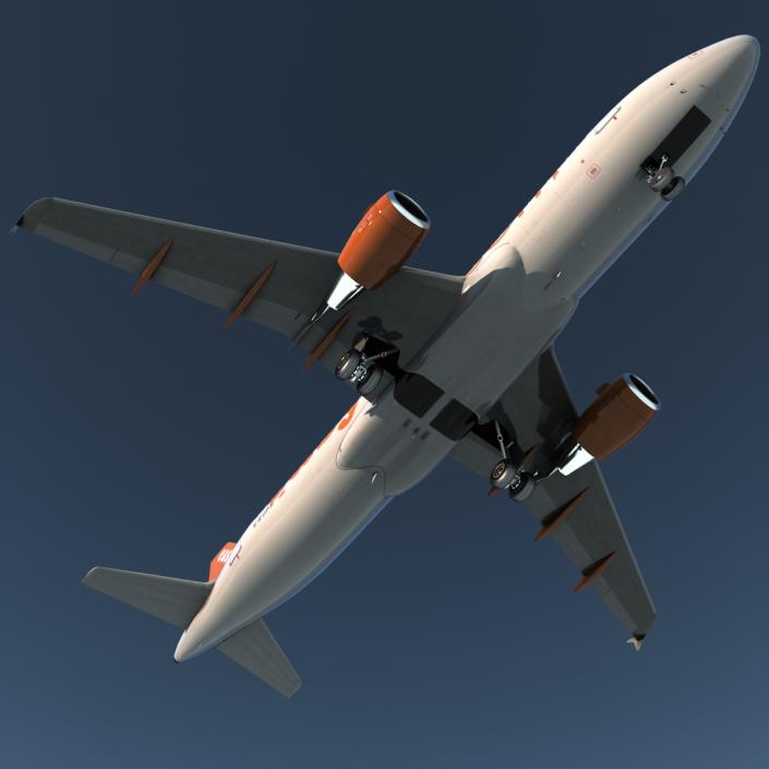 3D Airbus A320 EasyJet Rigged