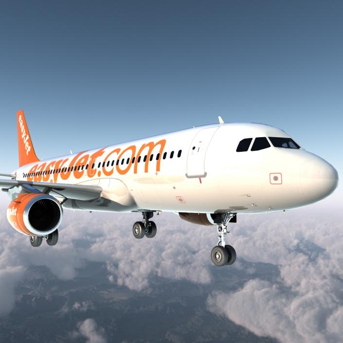 3D Airbus A320 EasyJet Rigged