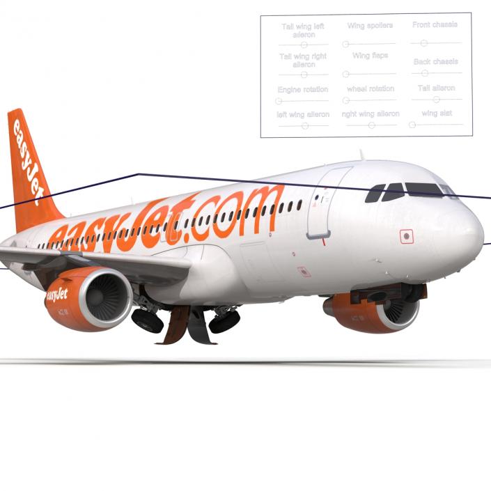 3D Airbus A320 EasyJet Rigged