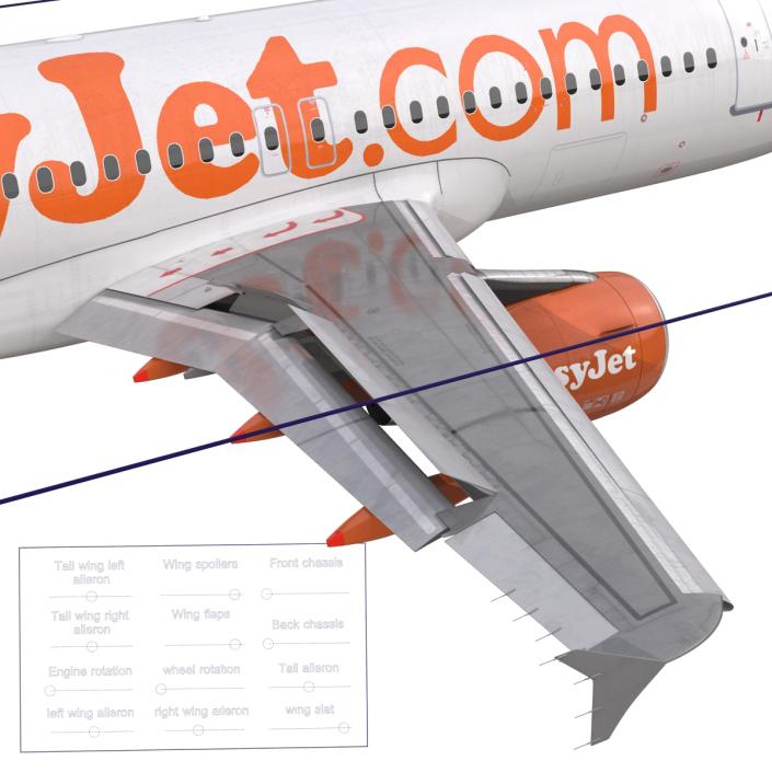 3D Airbus A320 EasyJet Rigged