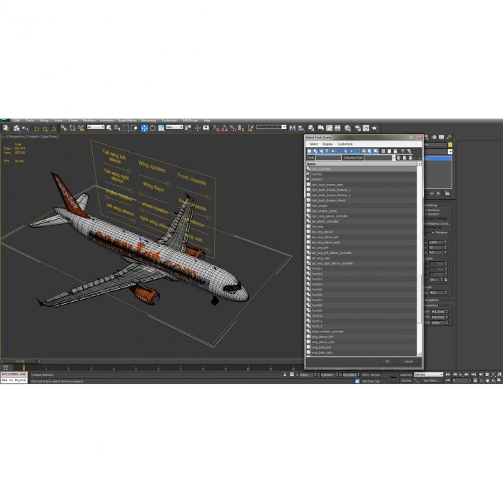 3D Airbus A320 EasyJet Rigged