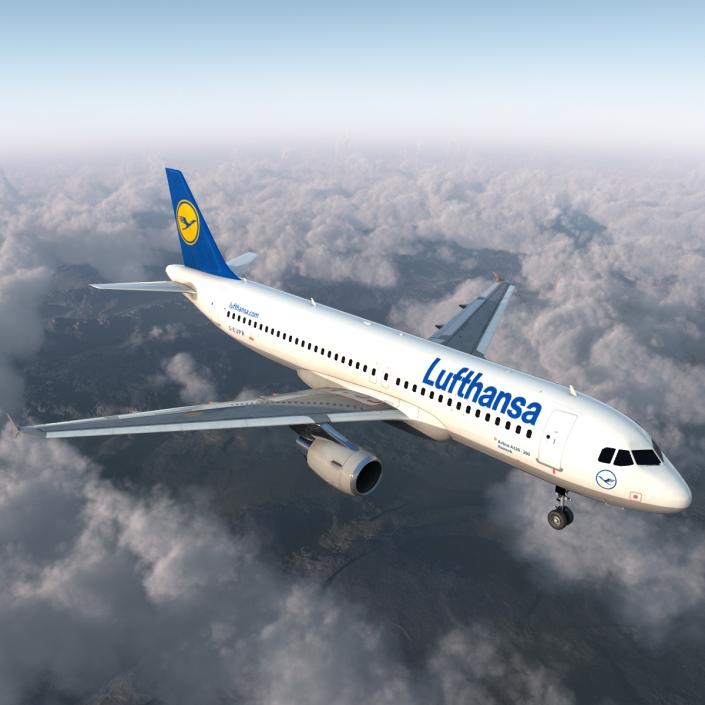 3D Airbus A320 Lufthansa Rigged model