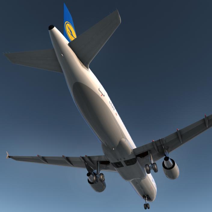 3D Airbus A320 Lufthansa Rigged model