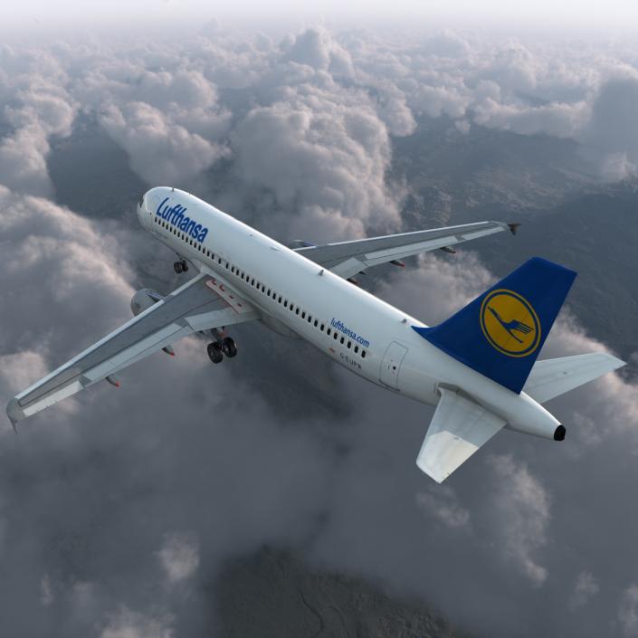 3D Airbus A320 Lufthansa Rigged model