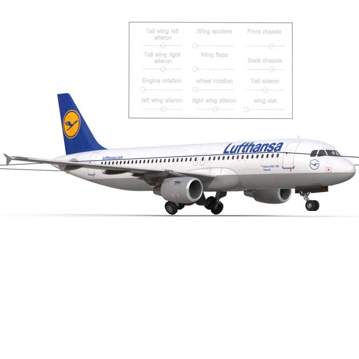 3D Airbus A320 Lufthansa Rigged model