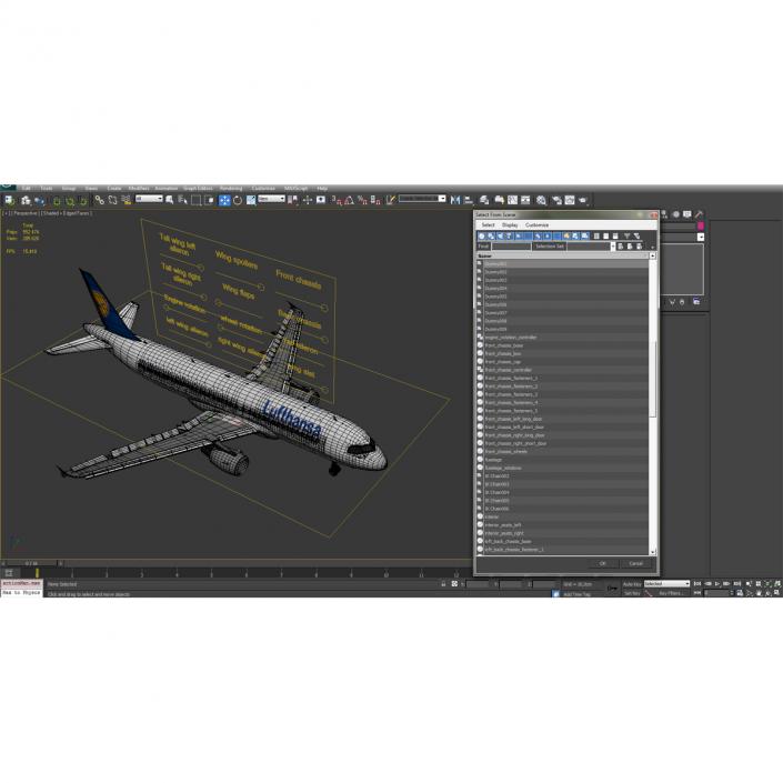 3D Airbus A320 Lufthansa Rigged model