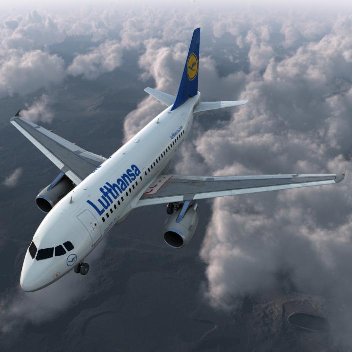 3D Airbus A318 Lufthansa