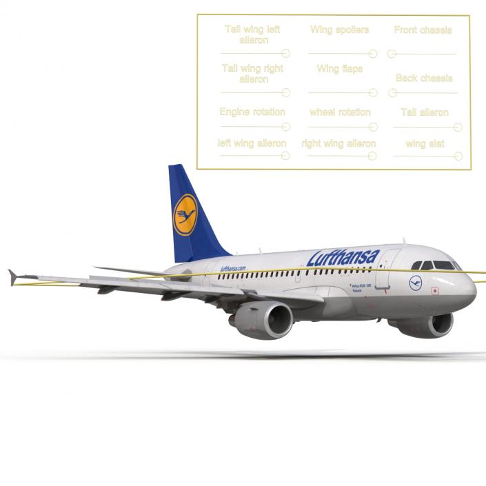 Airbus  A318 Lufthansa Rigged 3D model