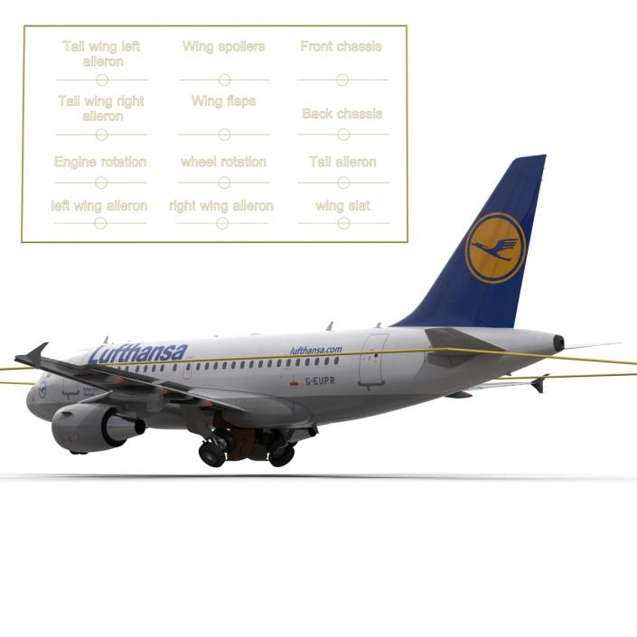 Airbus  A318 Lufthansa Rigged 3D model