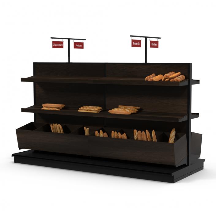 3D model Bakery Display Dark with Bread