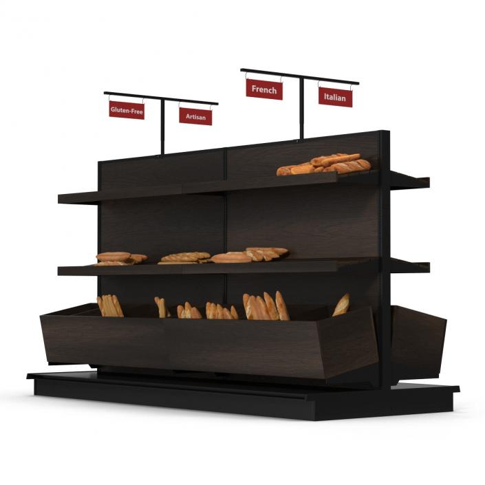 3D model Bakery Display Dark with Bread