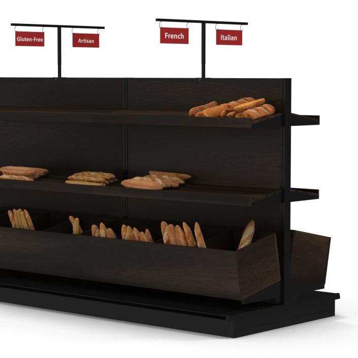 3D model Bakery Display Dark with Bread