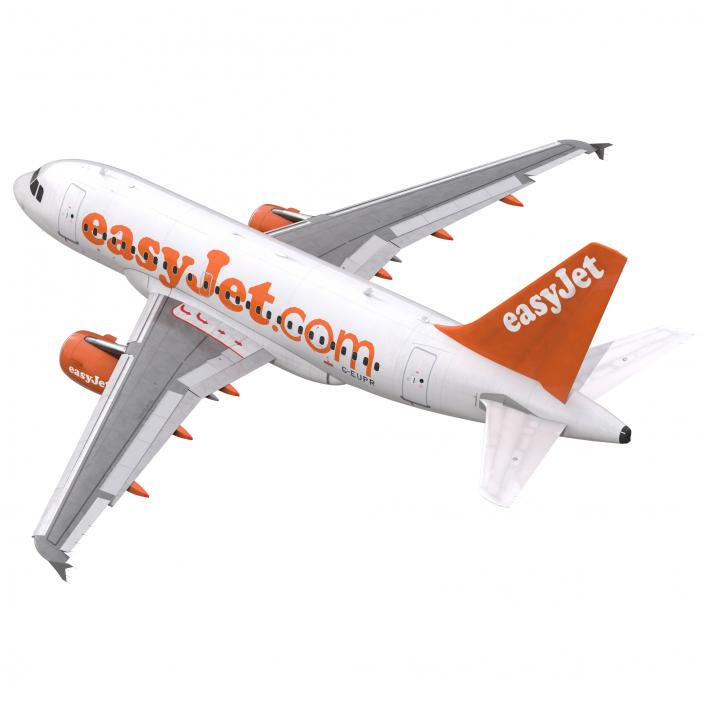 3D Airbus A318 EasyJet Rigged