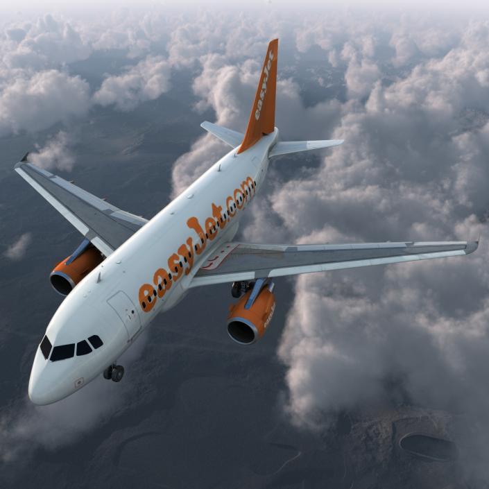 3D Airbus A318 EasyJet Rigged