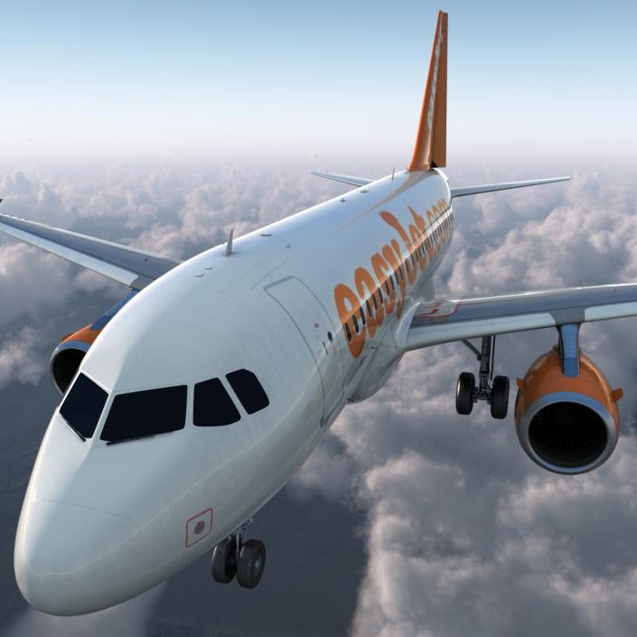 3D Airbus A318 EasyJet Rigged