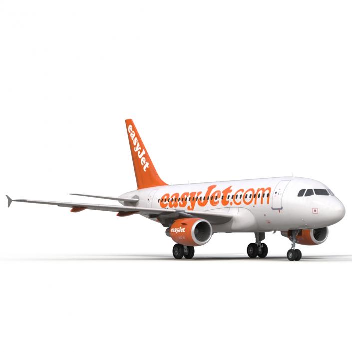 3D Airbus A318 EasyJet Rigged