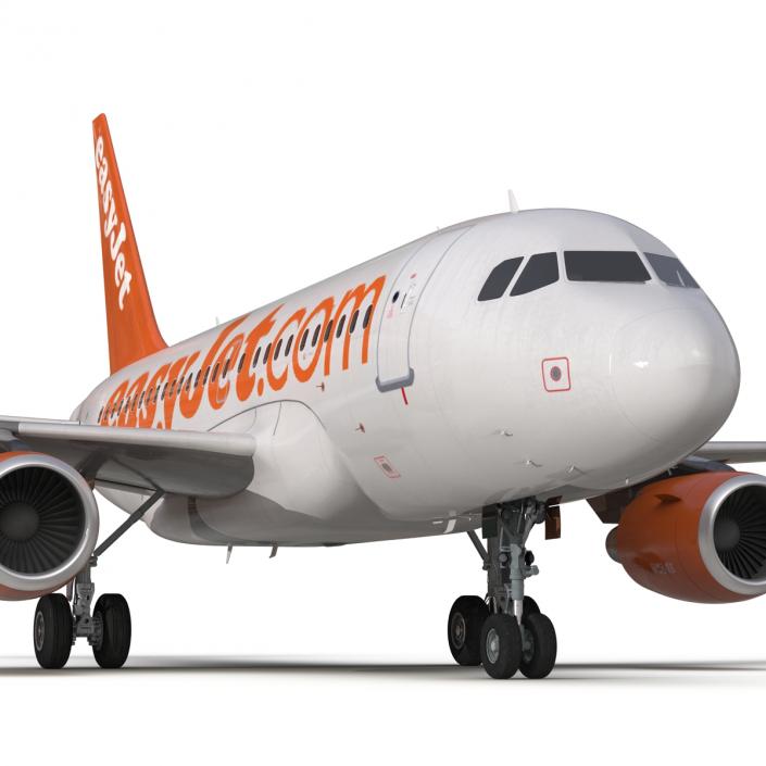 3D Airbus A318 EasyJet Rigged