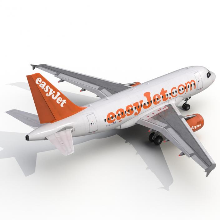 3D Airbus A318 EasyJet Rigged