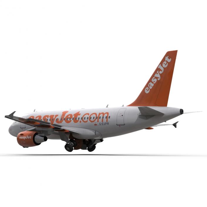 3D Airbus A318 EasyJet Rigged